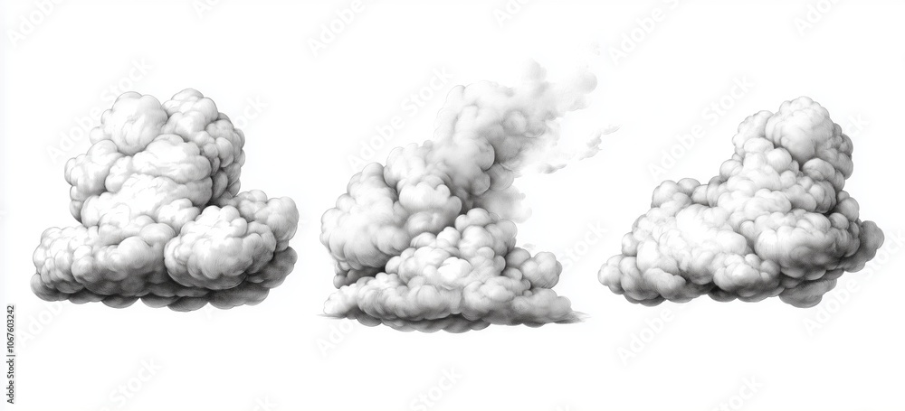 Whimsical hand drawn cartoon clouds illustration for creative design Whimsical hand drawn cartoon clouds illustration for creative design