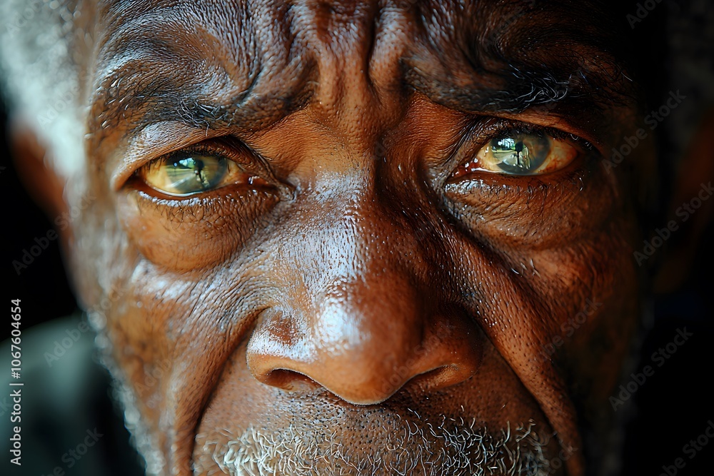 Expressive elderly man's eyes reflecting deep emotion Expressive elderly man's eyes reflecting deep emotion