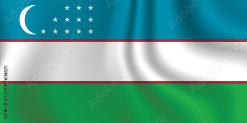 Flag of Uzbekistan. Uzbek national symbol in official colors. Template icon. Abstract vector background