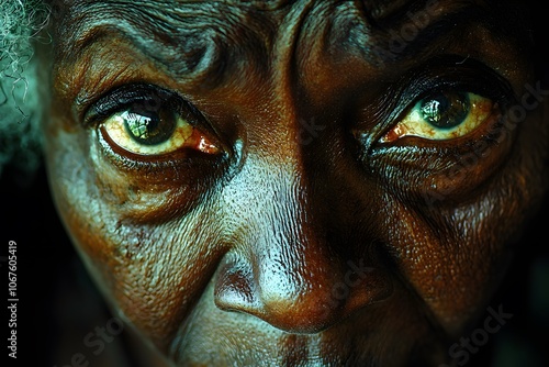 Expression of wisdom and experience reflected in captivating eyes of an elderly person