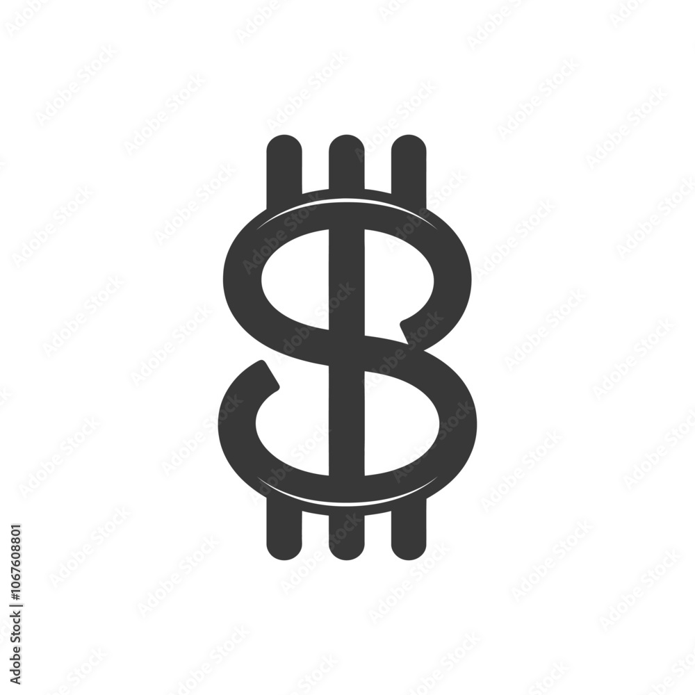 Obraz premium Stylized Dollar Sign Icon with Vertical Lines