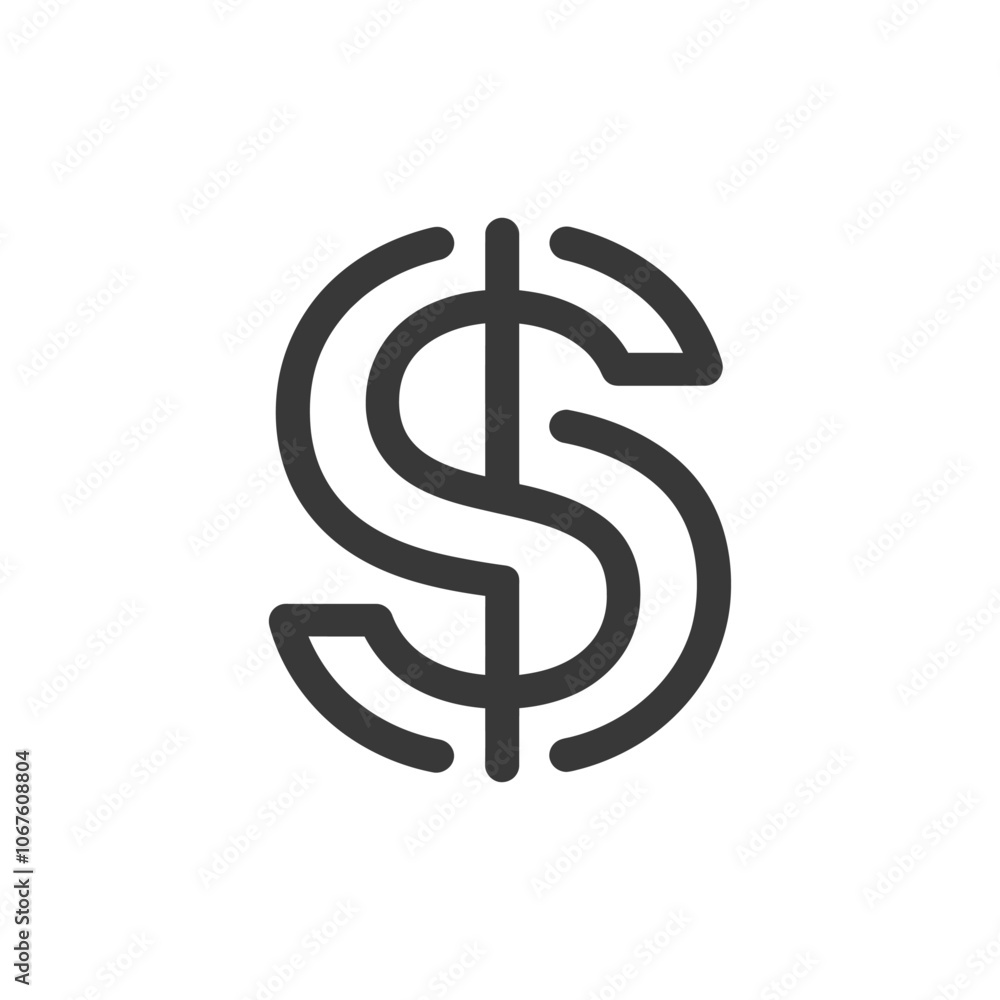 Stylized Dollar Sign with Circular Design Elements Stylized Dollar Sign with Circular Design Elements