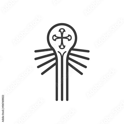 Stylized Cross with Rays and Triple Lines