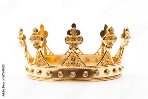 Gold crown jewelry white background accessories.