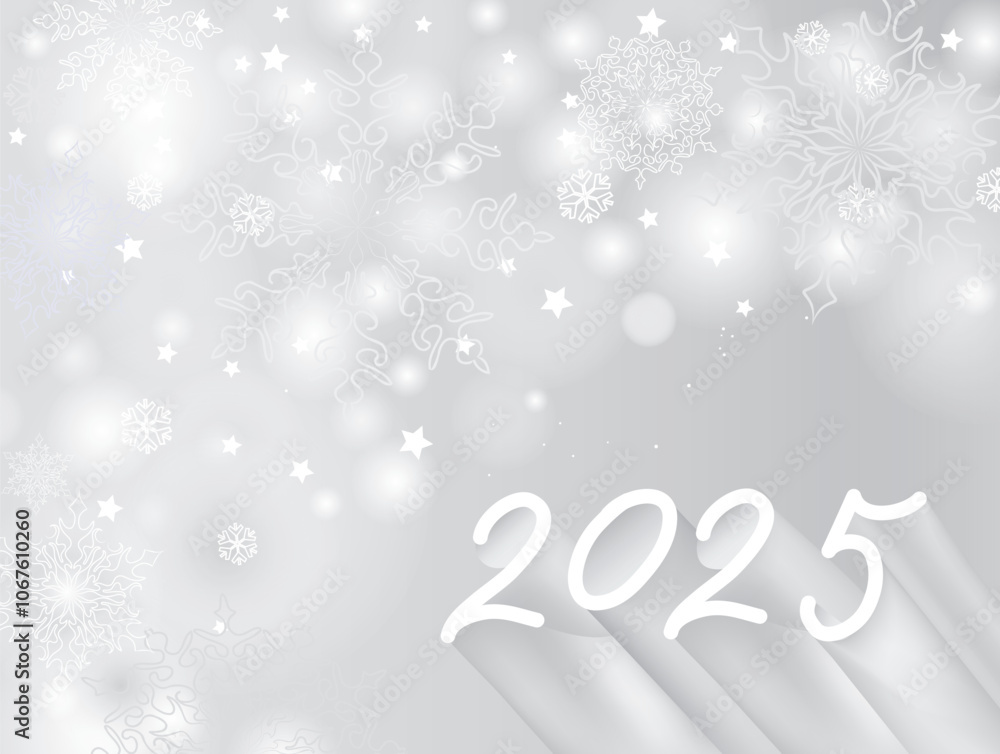 Happy New Year holiday blur background with snowflakes and lettering 2025. Winter Christmas snowy greeting card. Noel holiday winter snowy background. Happy New Year holiday blur background with snowflakes and lettering 2025. Winter Christmas snowy greeting card. Noel holiday winter snowy background.