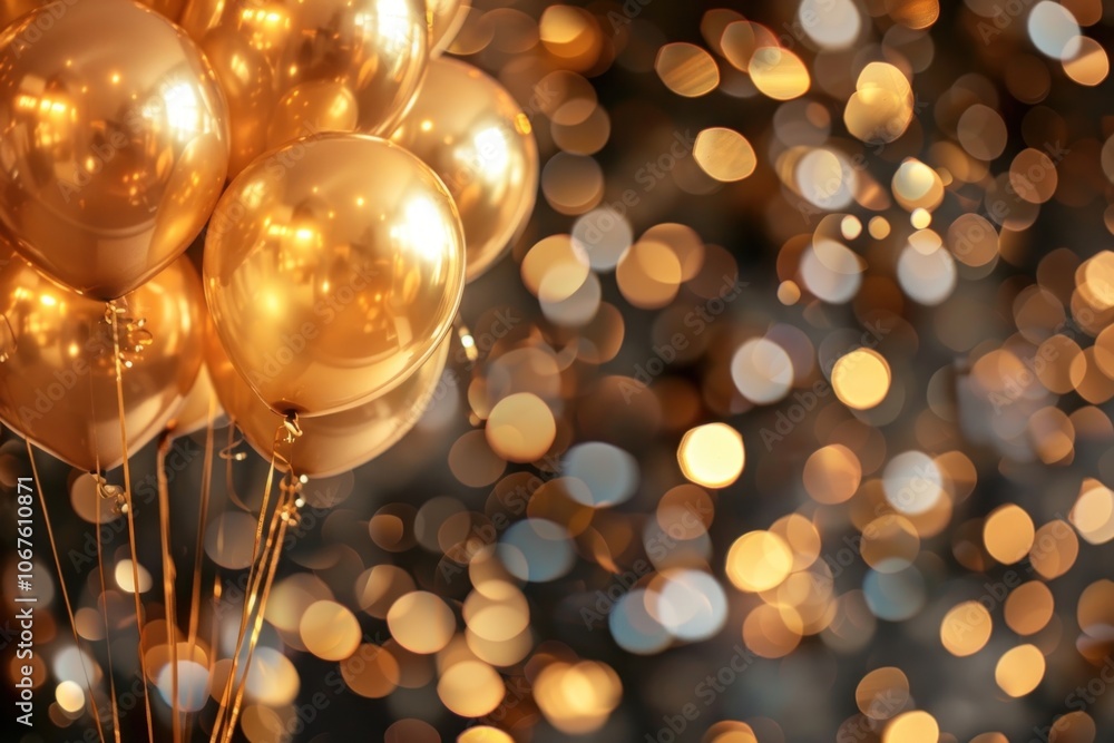 Gold balloons backgrounds christmas illuminated. Gold balloons backgrounds christmas illuminated.