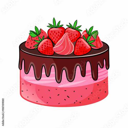 Strawberry Cake Vector illustration (1)