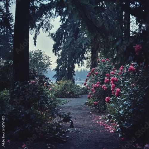 Rose garden view, Tacoma's Point Defiance Park. photo