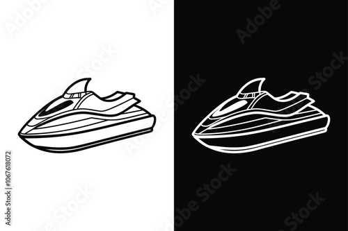 Jet ski Icon on White Background Vector Art Illustration on white background.