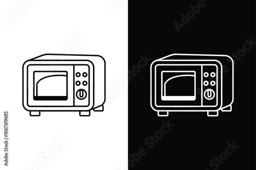 Microwave oven line art icon on White Background Vector Art Illustration on white background.