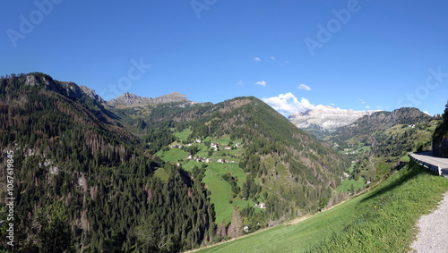 Fotografie Blick von Livinallongo del Col di Lana zur Sella