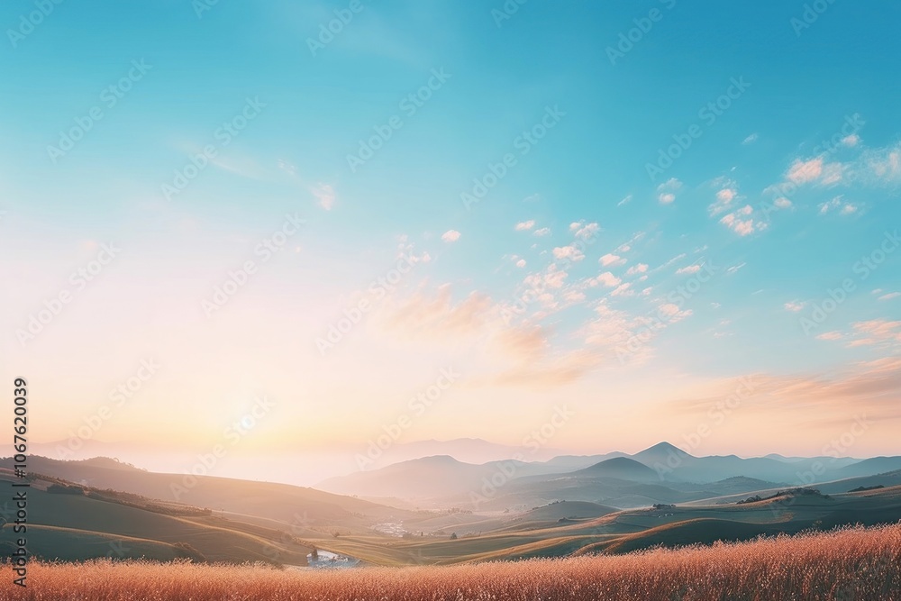 Daytime sunrise spring hills landscape outdoors horizon. Daytime sunrise spring hills landscape outdoors horizon.