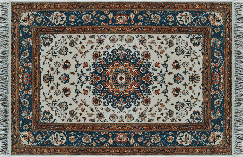 Persian Rug with Floral Medallion in Soft Hues Persian Rug with Floral Medallion in Soft Hues