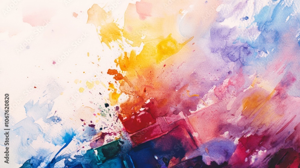 Vibrant Watercolor Palette with Artistic Canvas, a dynamic blend of colorful paint splashes, showcasing the essence of artistic expression and creative inspiration. Vibrant Watercolor Palette with Artistic Canvas, a dynamic blend of colorful paint splashes, showcasing the essence of artistic expression and creative inspiration.