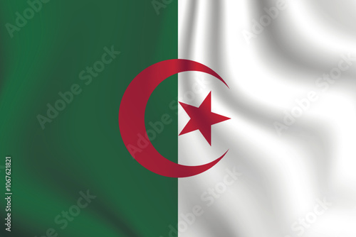 Flag of Algeria. Algerian national symbol in official colors. Template icon. Abstract vector background