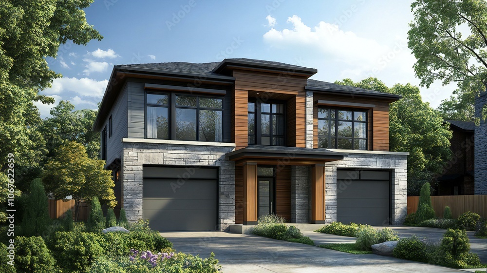 Fototapeta premium 3d rendered duplex house