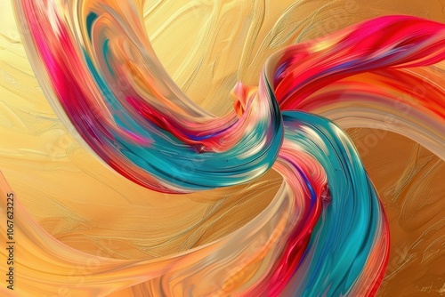Wallpaper Mural Abstract Intertwining Swirls of Vibrant Colors on Golden Background Torontodigital.ca