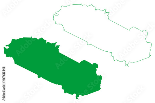 Manoel Vitorino municipality (Bahia state, Municipalities of Brazil, Federative Republic of Brazil) map vector illustration, scribble sketch Manoel Vitorino map