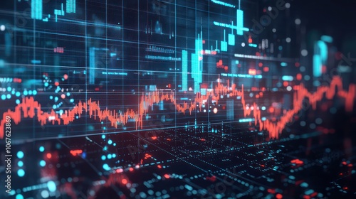 Forex trading concept visualized through dynamic digital charts and glowing financial indicators, representing global currency exchange, market trends, and economic forecasts