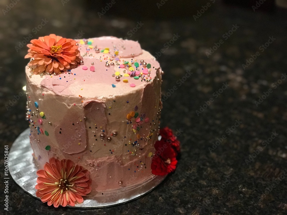 cake with frosting and sprinkles