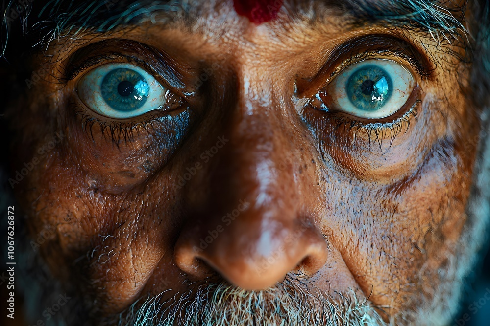 Close-up of elderly man with intense eyes expressing wisdom and emotion Close-up of elderly man with intense eyes expressing wisdom and emotion