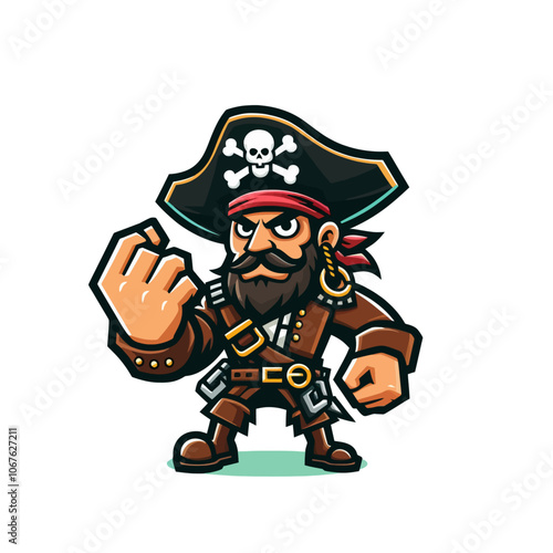 Pirate cartoon character mascot. Isolated vector illustration