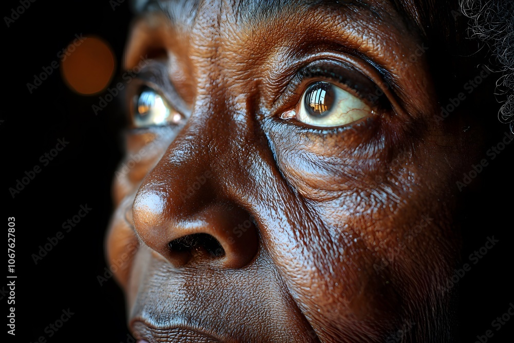 Reflective gaze of wisdom and experience in a close-up portrait Reflective gaze of wisdom and experience in a close-up portrait