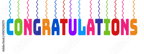 Colorful Congratulations text letters with confetti lines for congratulating greeting happiness vector 