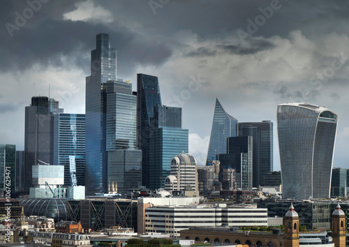 Obraz na płótnie UK, England, London, City skyline from Tate moody w salonie