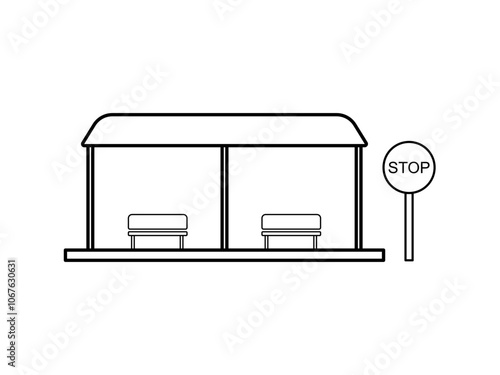 Public Halte. Transportation public area drawing by simple continuous line. Vector, transportation minimalist concept.