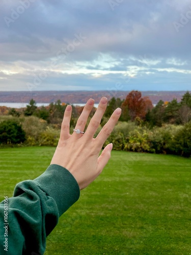 Romantic nature based engagement ring photo photo