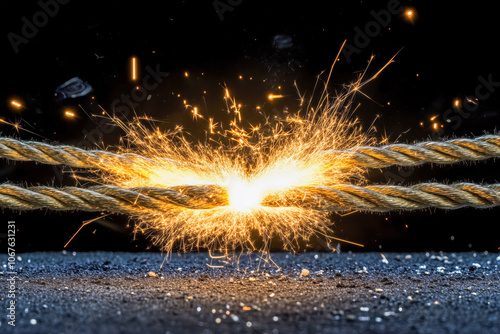 Conceptual energy electric spark between two cables