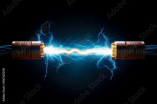 Conceptual energy electric spark between two cables