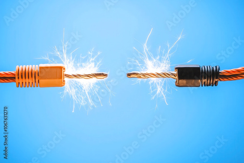 Conceptual energy electric spark between two cables