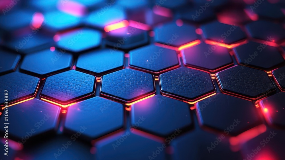 Holographic hexagonal pattern, abstract futuristic design, flat design illustration Holographic hexagonal pattern, abstract futuristic design, flat design illustration