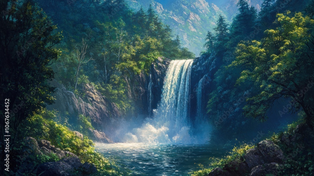 Waterfall In A Lush Forest Waterfall In A Lush Forest