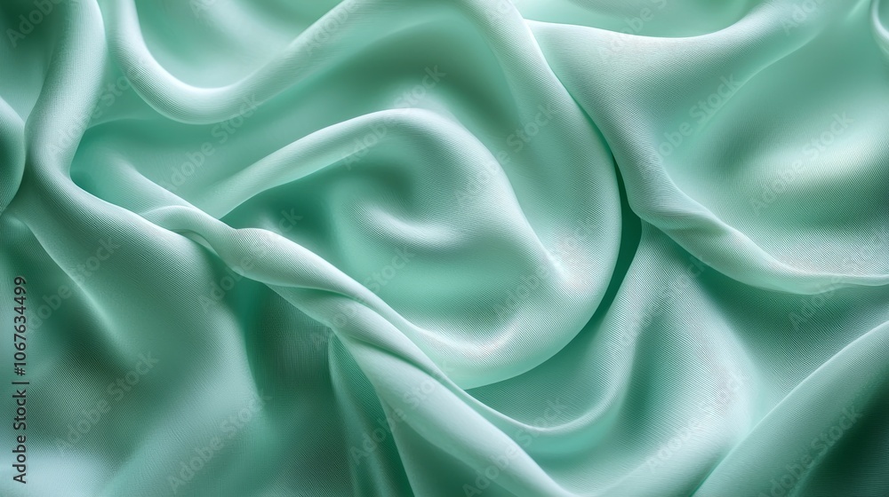 Obraz premium Mint Green Silk Fabric with Soft Folds
