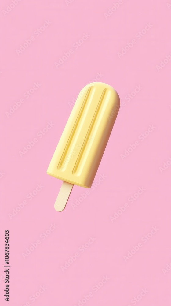 Yellow popsicle on pink background for summer treat concept Yellow popsicle on pink background for summer treat concept
