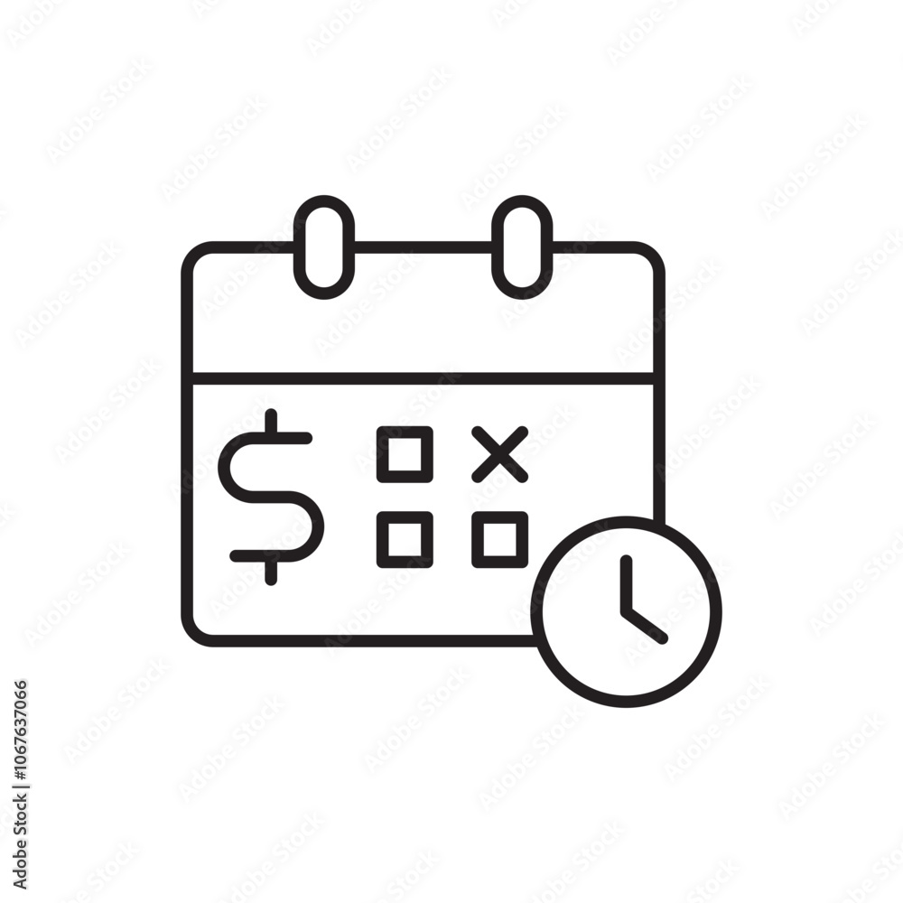 Installment Payment Icon with Calendar and Dollar Sign, Representing Payments in Parts, Scheduled Installments, and Financial Flexibility Installment Payment Icon with Calendar and Dollar Sign, Representing Payments in Parts, Scheduled Installments, and Financial Flexibility