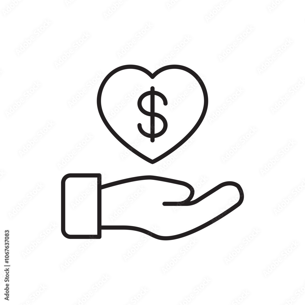 Donation Icon with Hand Holding Heart, Representing Charitable Contributions, Giving Back, and Philanthropic Support Donation Icon with Hand Holding Heart, Representing Charitable Contributions, Giving Back, and Philanthropic Support