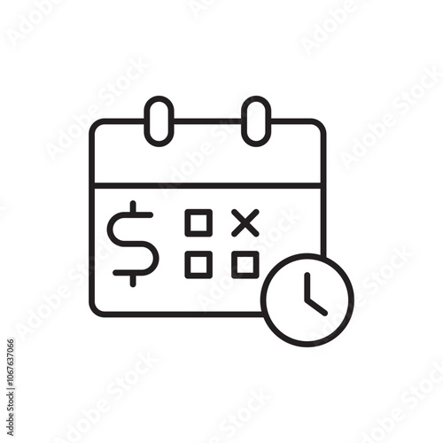 Installment Payment Icon with Calendar and Dollar Sign, Representing Payments in Parts, Scheduled Installments, and Financial Flexibility