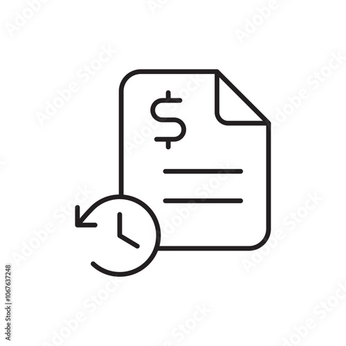 Transaction History Icon Featuring List, Representing Past Payment Records, Financial Tracking, and Expense Management