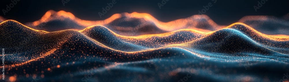 Dynamic representation of flowing waves with luminous particles. Dynamic representation of flowing waves with luminous particles.