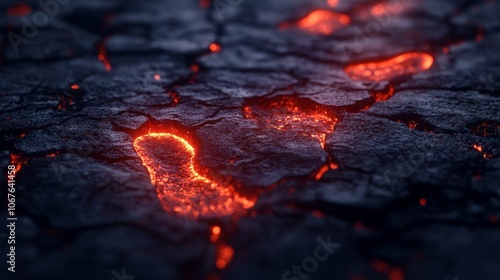 A striking image showcasing glowing lava cracks resembling footprints.