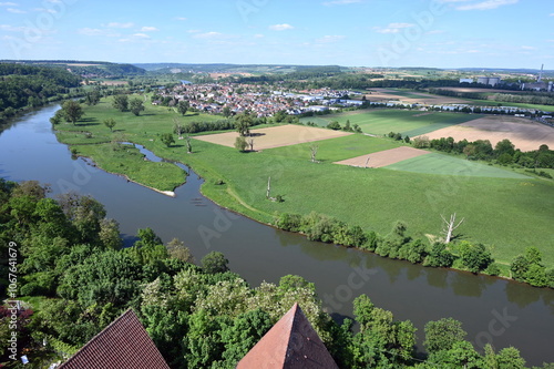 Blick vom Blauen Turm in Bad Wimpfen zum Neckar photo