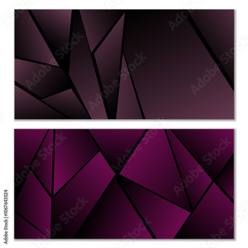 WebAbstract polygonal pattern. Set of two dark gradient polygonal backgrounds. Background design, cover, postcard, banner, wallpaper photo