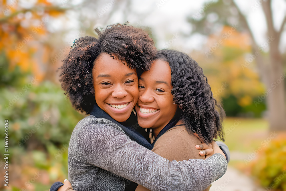 Pair of friends hugging warmly Pair of friends hugging warmly