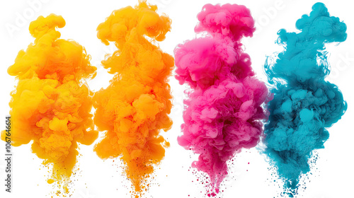 Colorful Smoke Clouds in Vibrant Orange Pink and Blue Hues Generative AI