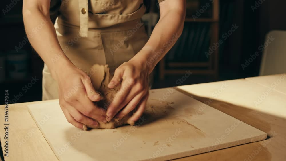 Woman potter works with clay on master class in studio. Working process in ceramic workshop. Potter making vase on pottery wheel. Handmade concept. Woman potter works with clay on master class in studio. Working process in ceramic workshop. Potter making vase on pottery wheel. Handmade concept.