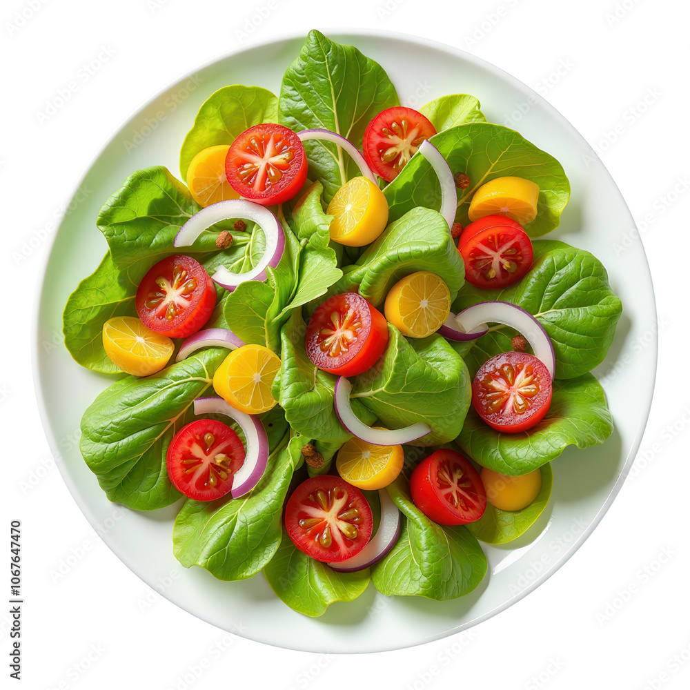 Fresh vegetable salad on a plate on transparent background Fresh vegetable salad on a plate on transparent background